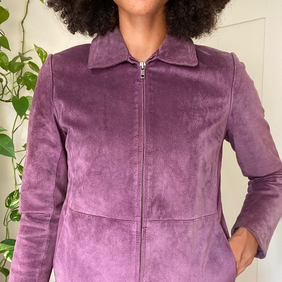 CHARTER CLUB purple suede jacket-US small/2 - Picture 4 of 6